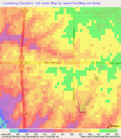 Louisburg,US Elevation Map