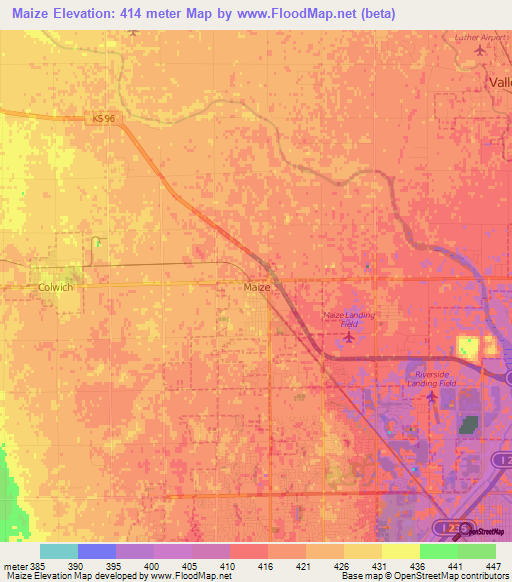 Maize,US Elevation Map