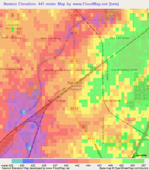 Newton,US Elevation Map