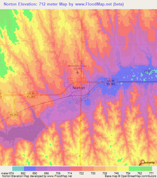 Norton,US Elevation Map