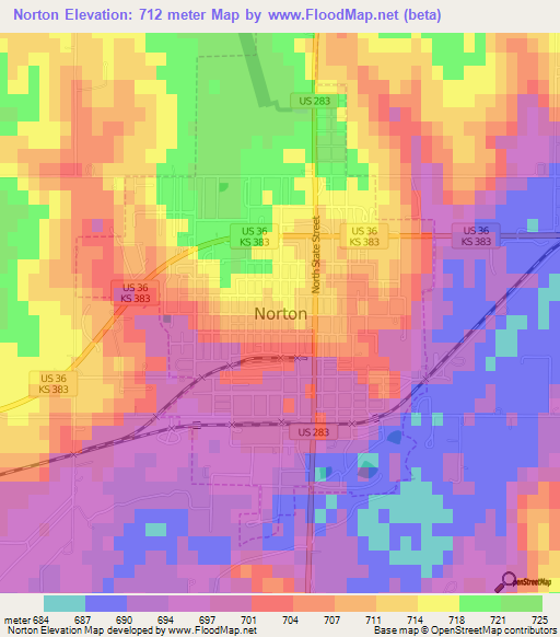 Norton,US Elevation Map