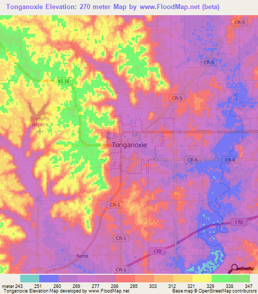 Tonganoxie,US Elevation Map