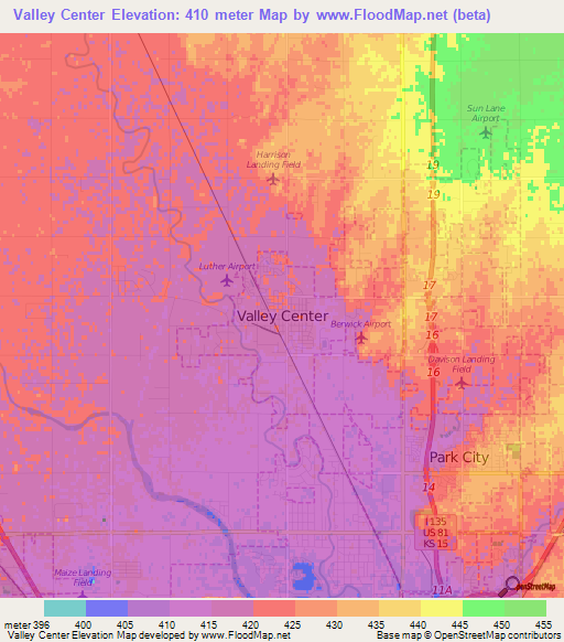 Valley Center,US Elevation Map