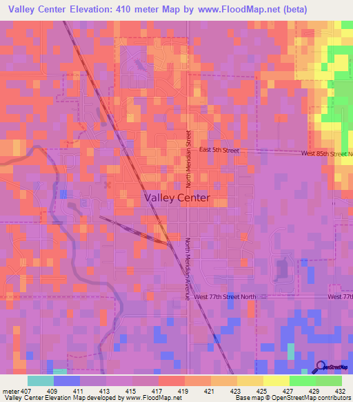 Valley Center,US Elevation Map