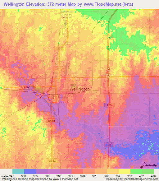 Wellington,US Elevation Map