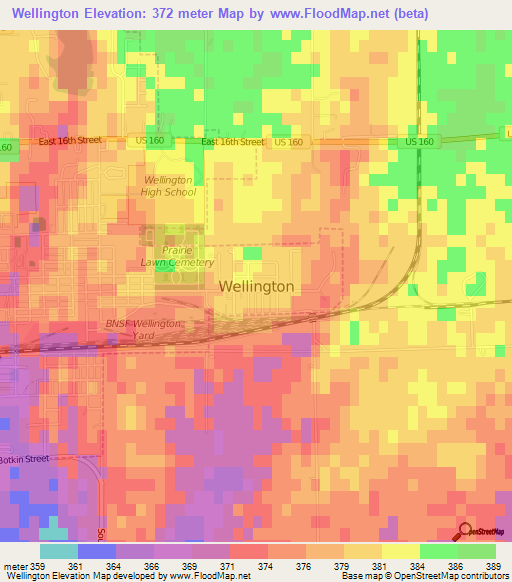 Wellington,US Elevation Map