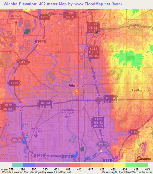 Wichita,US Elevation Map