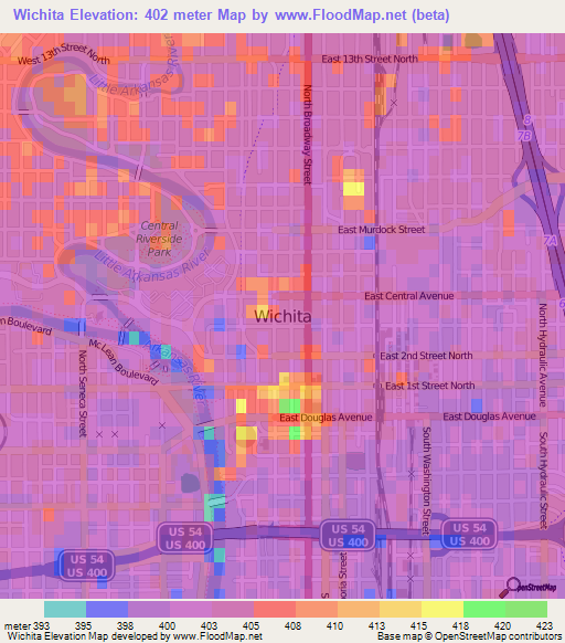 Wichita,US Elevation Map