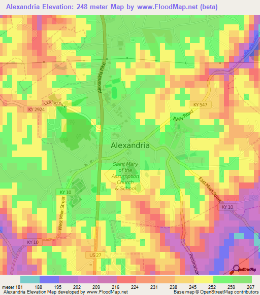 Alexandria,US Elevation Map