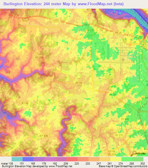 Burlington,US Elevation Map