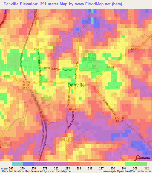 Danville,US Elevation Map