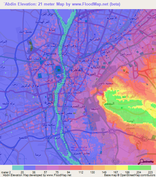 `Abdin,Egypt Elevation Map