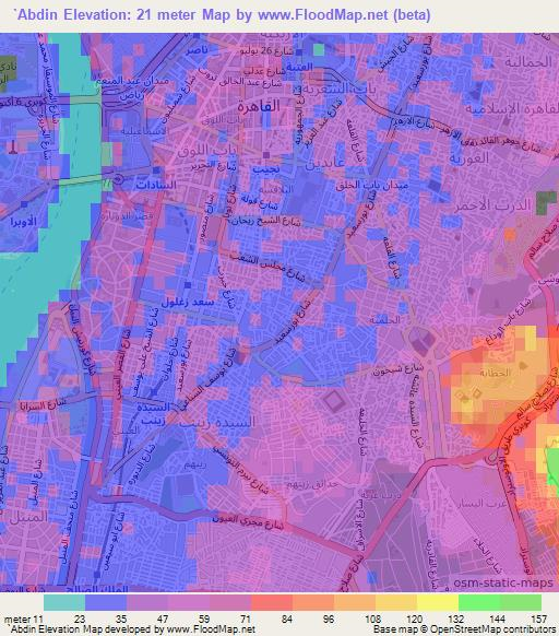 `Abdin,Egypt Elevation Map