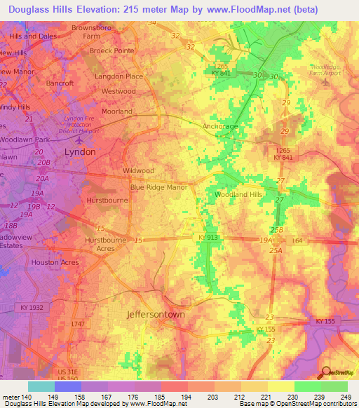 Douglass Hills,US Elevation Map