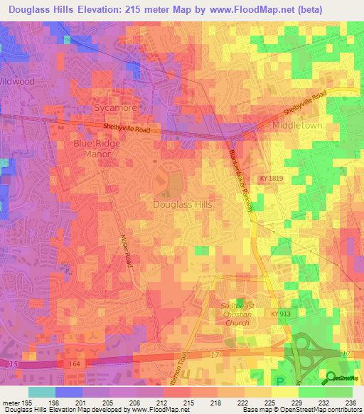 Douglass Hills,US Elevation Map