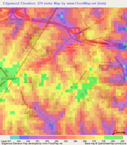 Edgewood,US Elevation Map