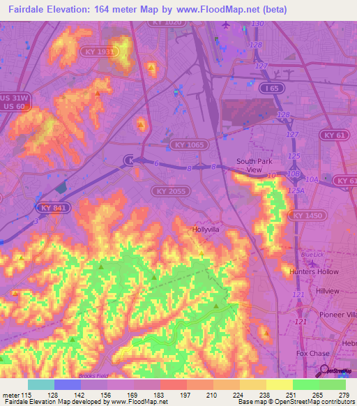 Fairdale,US Elevation Map