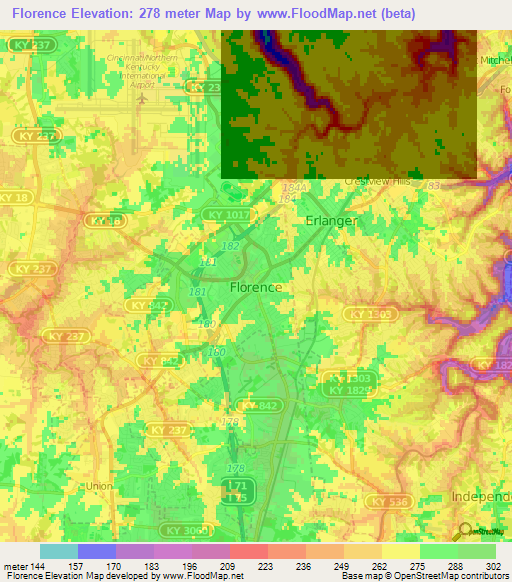 Florence,US Elevation Map