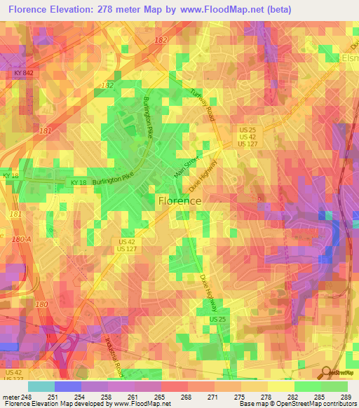 Florence,US Elevation Map