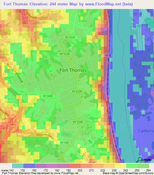 Fort Thomas,US Elevation Map