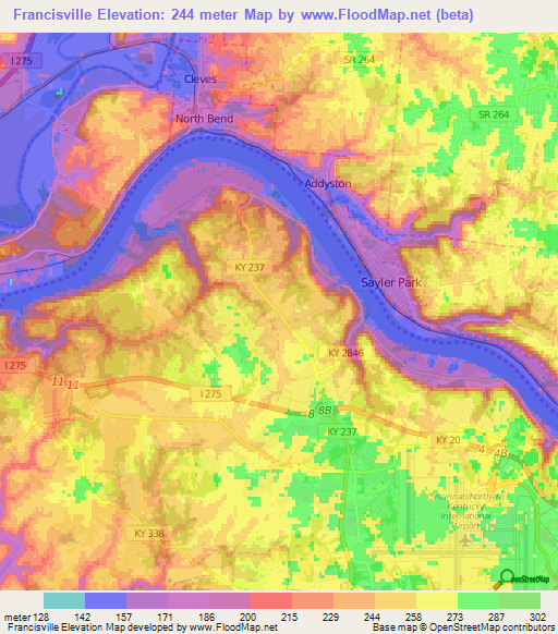 Francisville,US Elevation Map