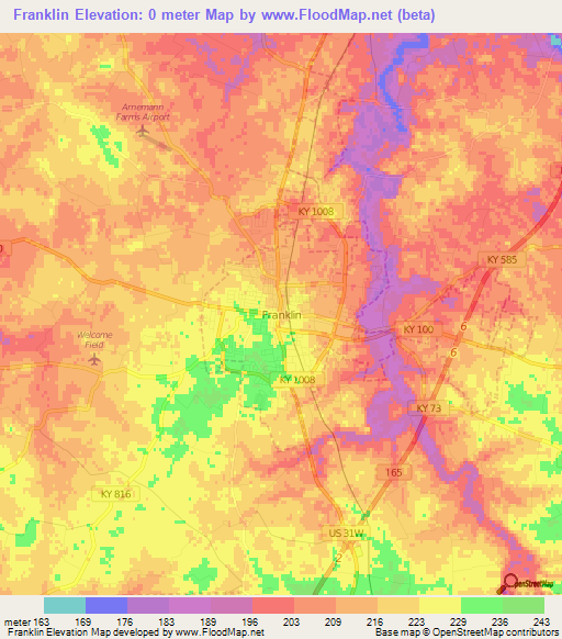 Franklin,US Elevation Map