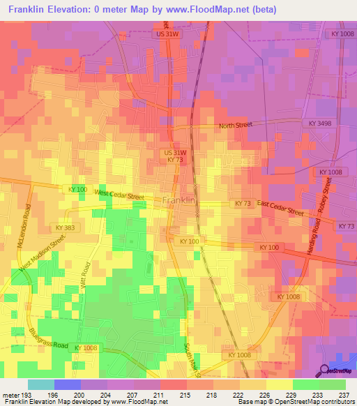 Franklin,US Elevation Map