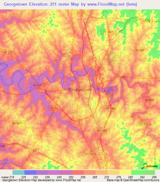 Georgetown,US Elevation Map