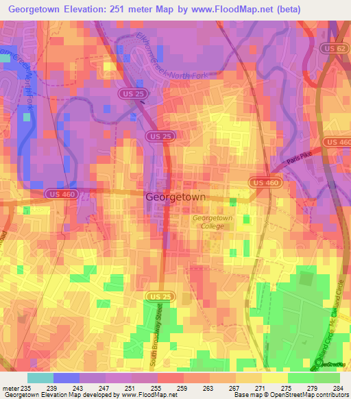 Georgetown,US Elevation Map