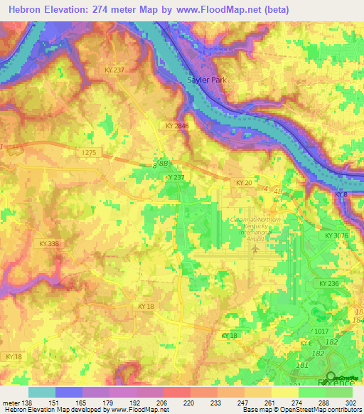 Hebron,US Elevation Map