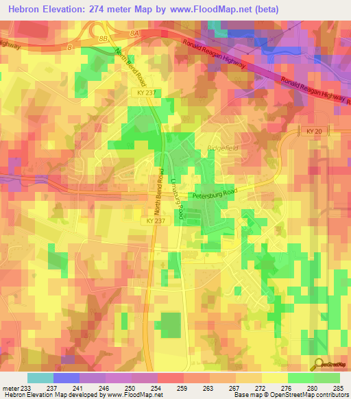 Hebron,US Elevation Map