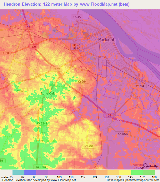 Hendron,US Elevation Map