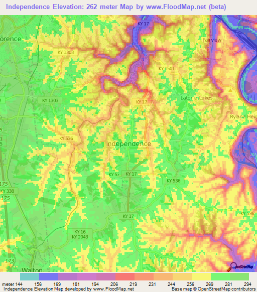 Independence,US Elevation Map