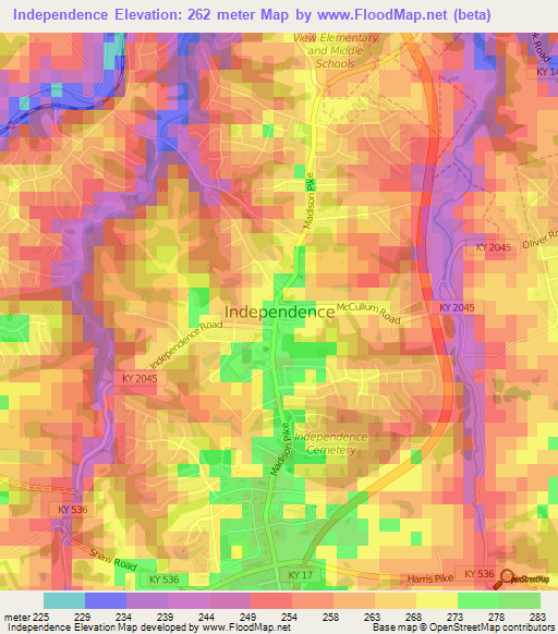 Independence,US Elevation Map