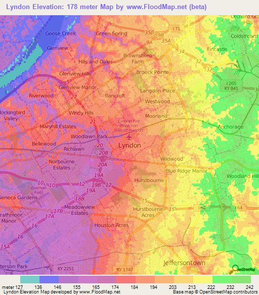 Lyndon,US Elevation Map