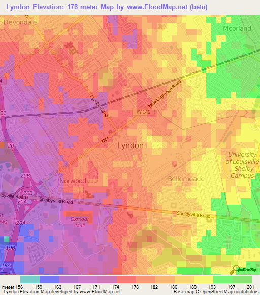 Lyndon,US Elevation Map