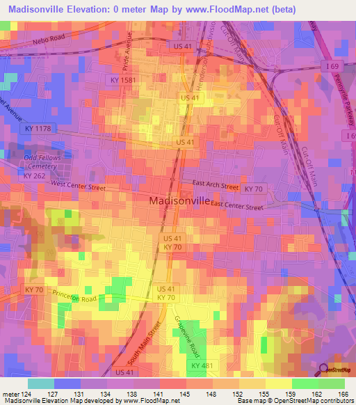 Madisonville,US Elevation Map