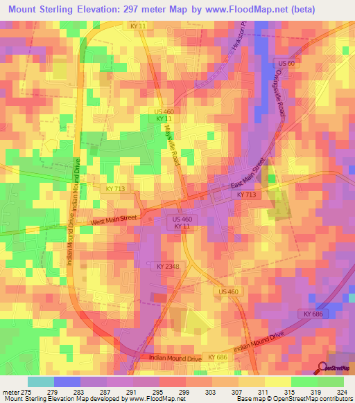 Mount Sterling,US Elevation Map