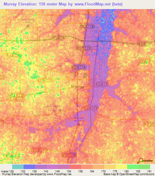 Murray,US Elevation Map