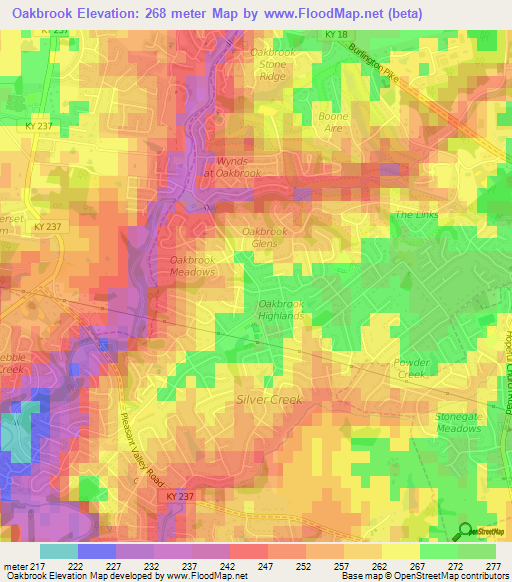 Oakbrook,US Elevation Map