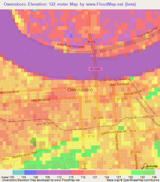 Owensboro,US Elevation Map