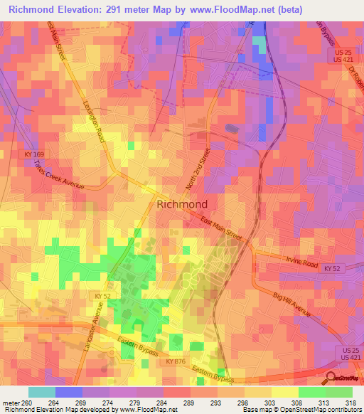 Richmond,US Elevation Map