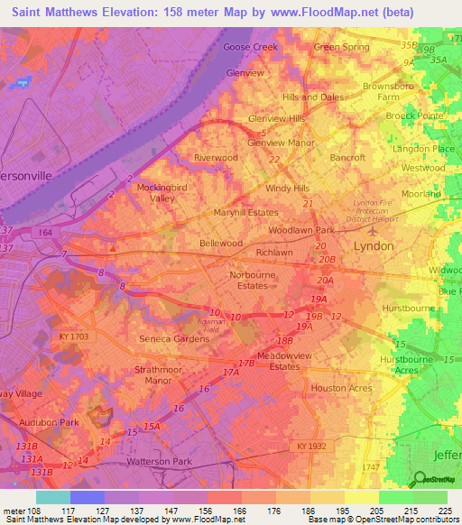 Saint Matthews,US Elevation Map