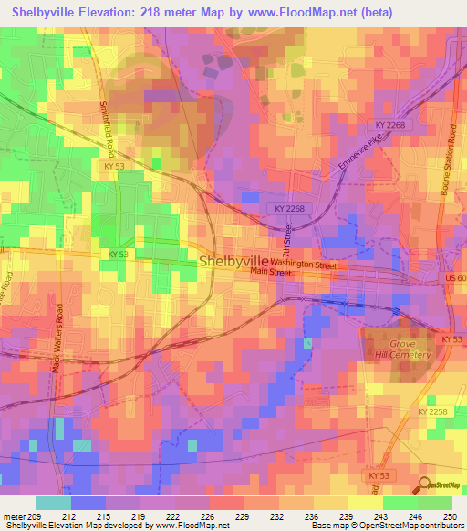 Shelbyville,US Elevation Map