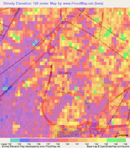 Shively,US Elevation Map