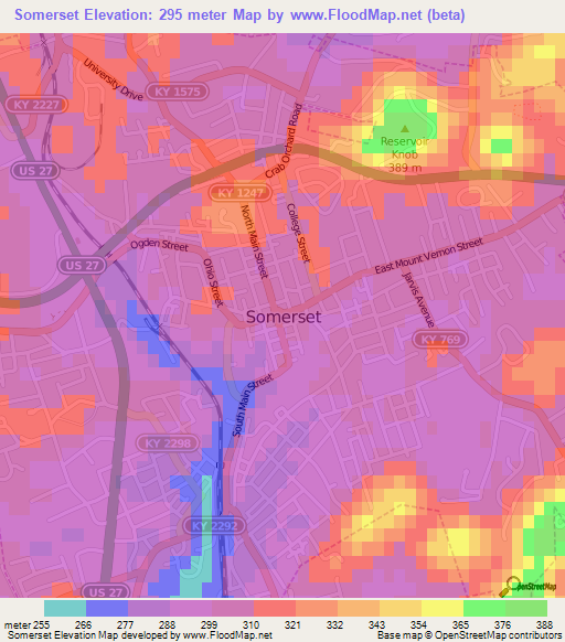 Somerset,US Elevation Map