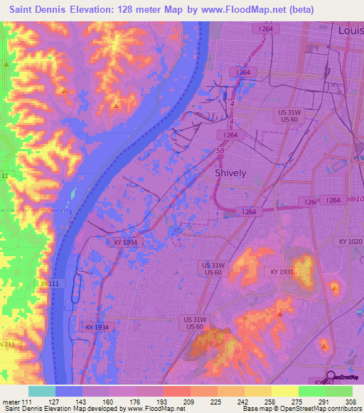 Saint Dennis,US Elevation Map