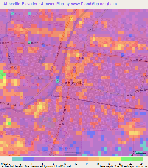 Abbeville,US Elevation Map