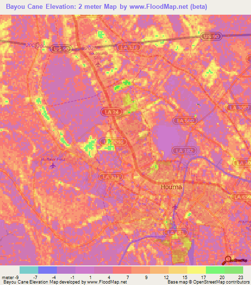 Bayou Cane,US Elevation Map