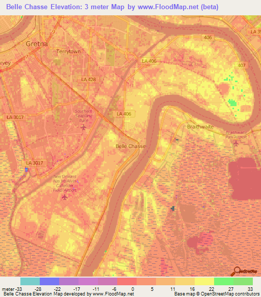 Belle Chasse,US Elevation Map